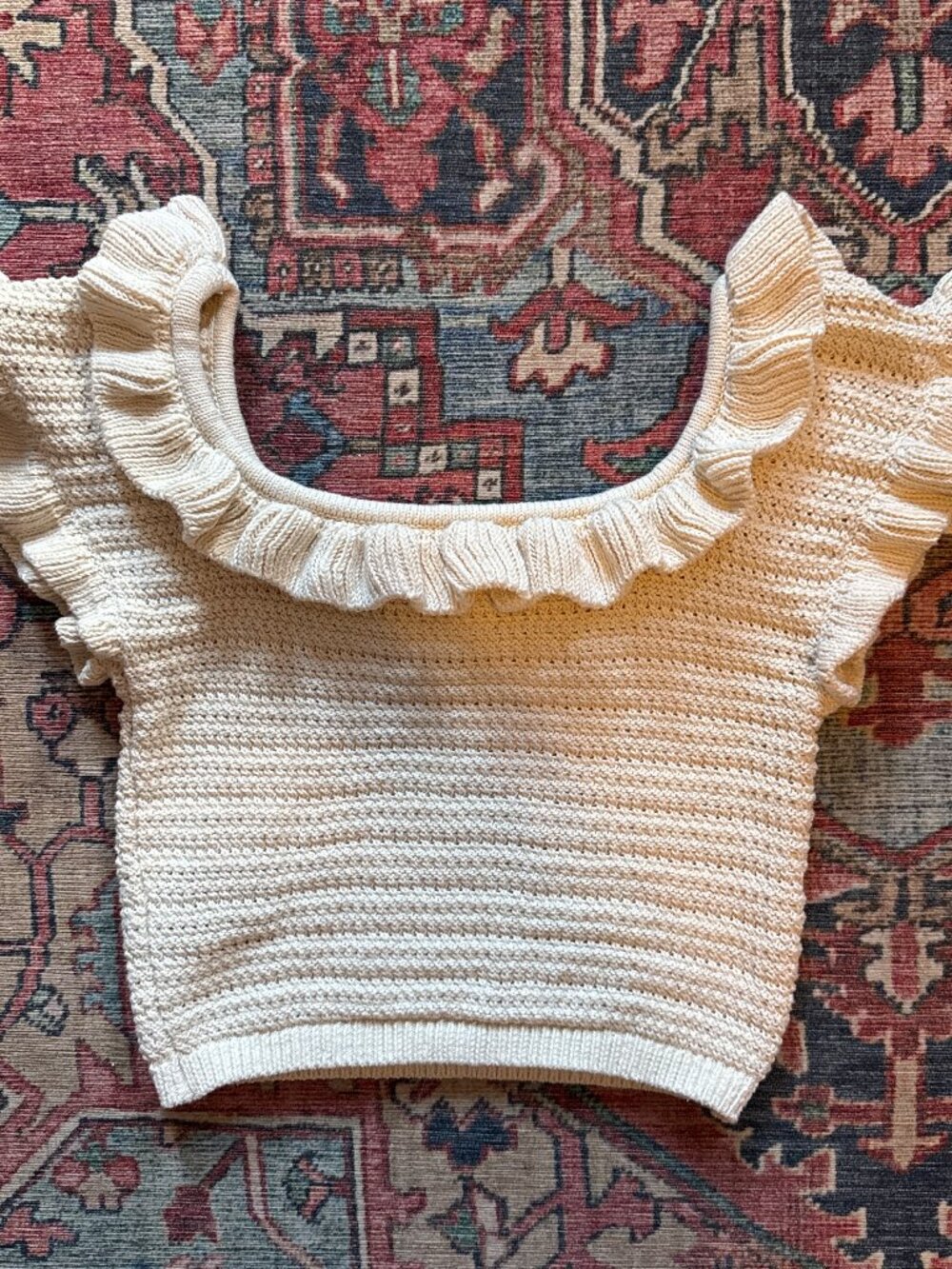 H&M Knit Ruffle Cropped Top